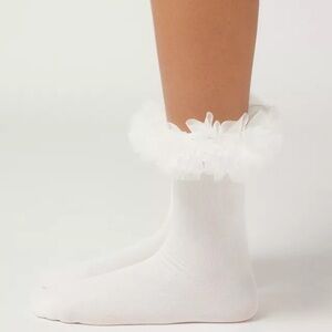 Urban outfitters X Happy Socks Marry me white White Ruffled Ankle Socks New